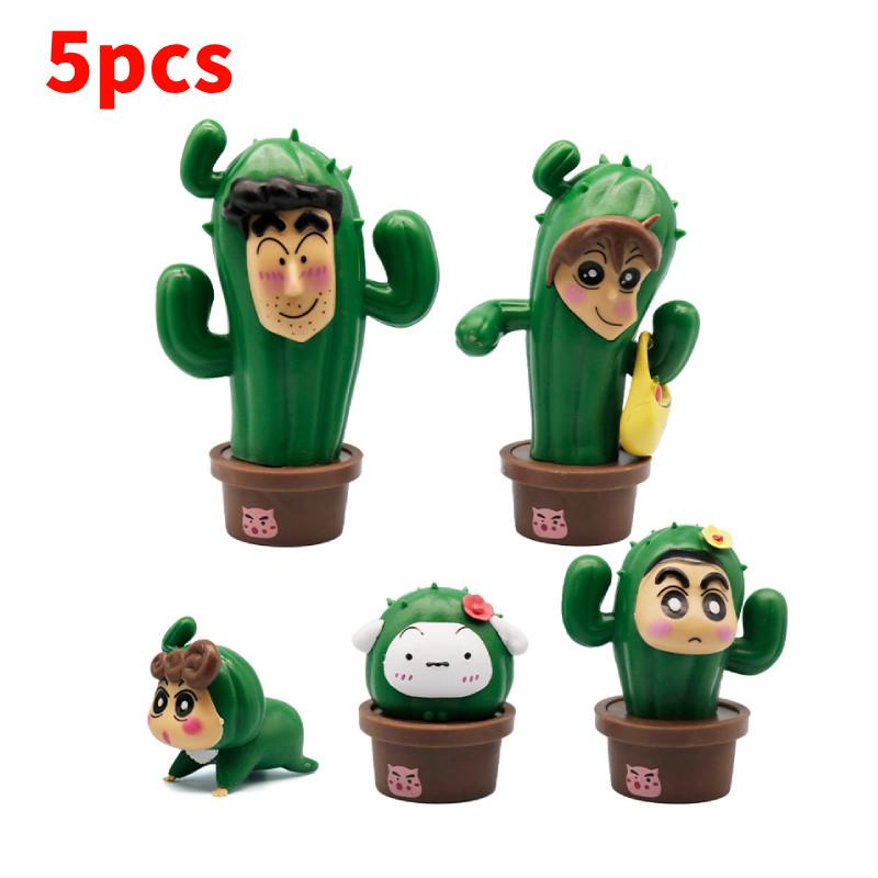 Crayon Shin Chan Family Action Figure Cosplay Cactus Anime Collectible Model Toy