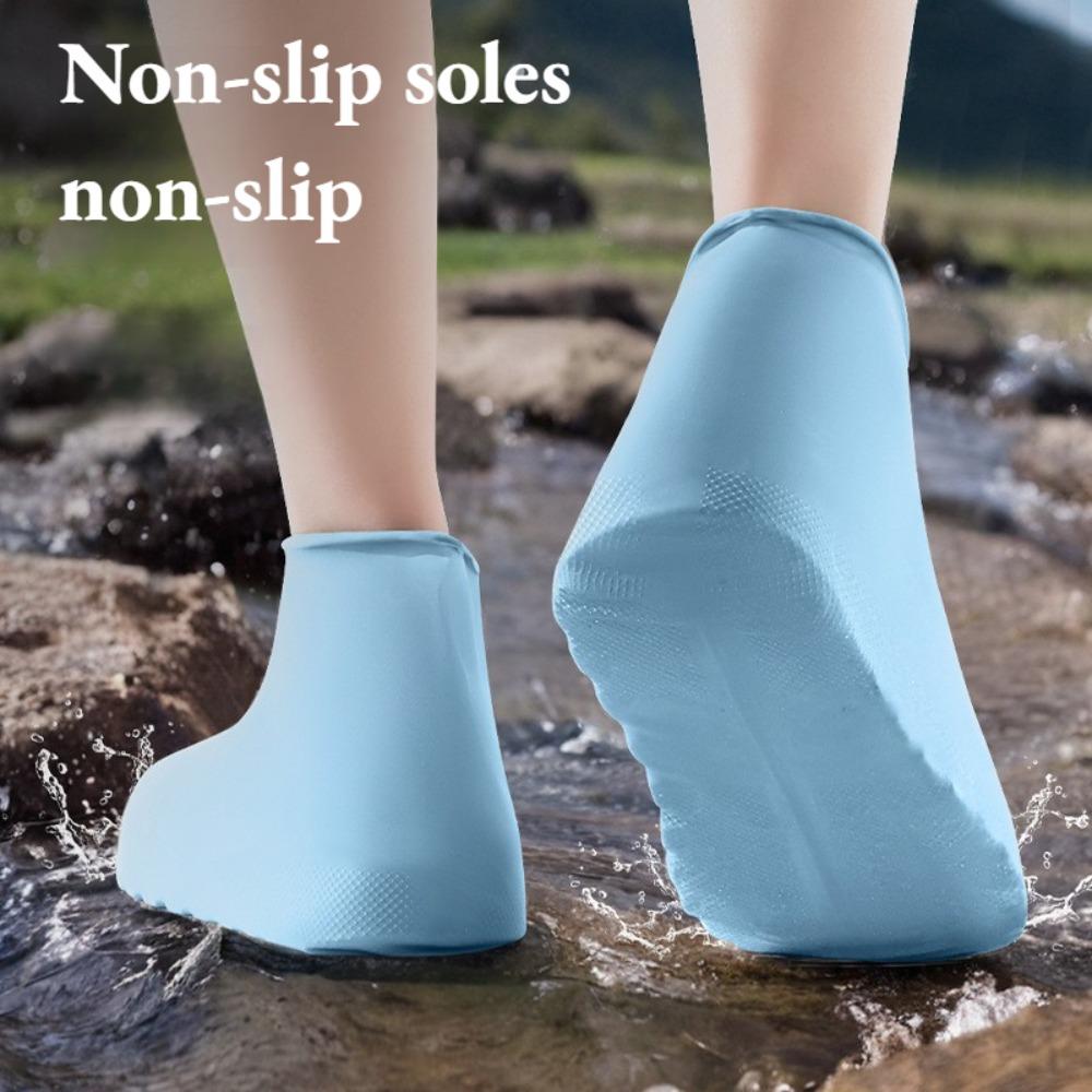 1Pair Upgraded Latex Waterproof Shoe Covers Extra Thick High Top Anti-Slip Reusable for Outdoor Travel Rainy Day Unisex Overshoe