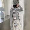Korean Style Cashmere Knitted Scarf Plush Winter Shawl Fashion Rainbow Striped Scarf  Student