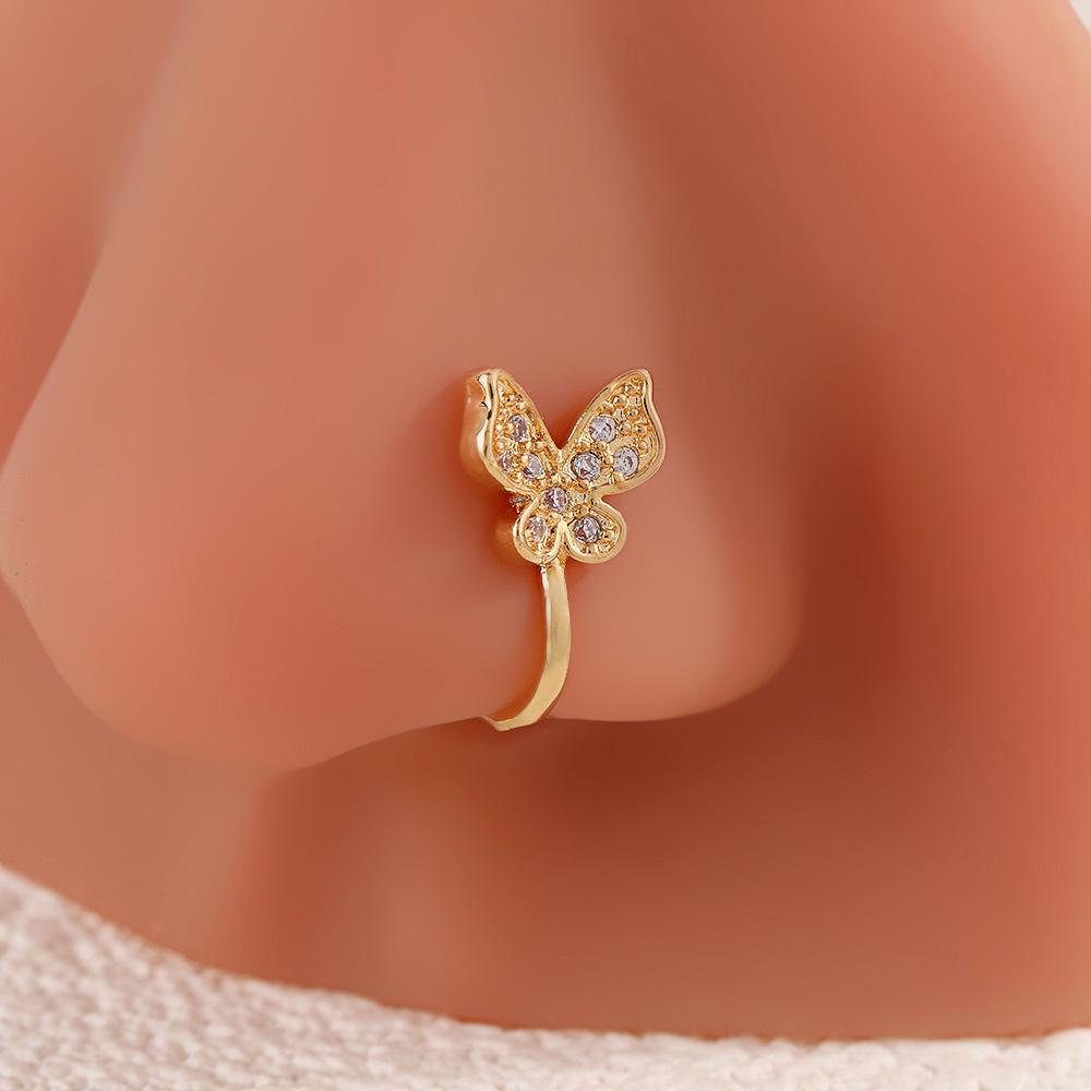 Design de Nicho Argola de Nariz Individualidade Borboleta Diamante Clipe de Nariz Moda Feminina Versátil Exquisito Pequena Joia de Piercing
