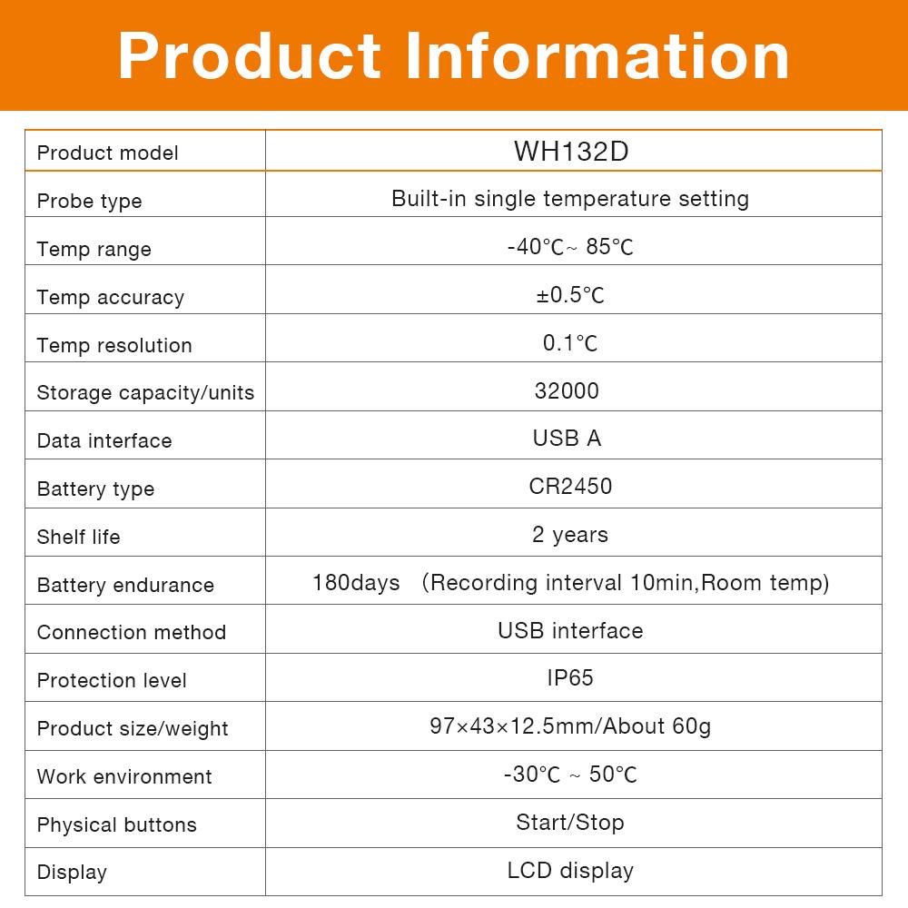 USB Temperature Data Logger 32000 Capacity Humidity Data Logger Reusable RH TEMP Recorder Refrigerated Cold Chain Transport