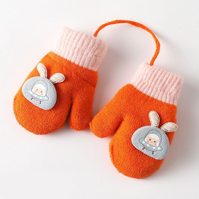 Children Gloves in Autumn and Winter Double-layer Plus Velvet Thickening Warm Cute Gloves for 0-3 Years Old Toddlers