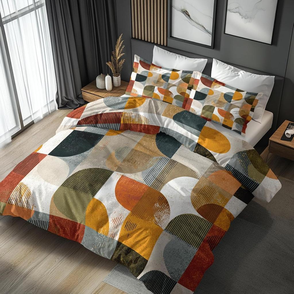 Geometrické abstraktní povlečení Nové 3D tištěná přehoz na postel ve stylu Mid Century Přikrývka Povlak na peřinu Povlak na polštář Dekorace ložnice
