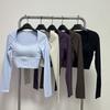 Yoga long-sleeved fixed cup yoga clothes with chest pad, top, high-end fixed integrated cup collar sportswear