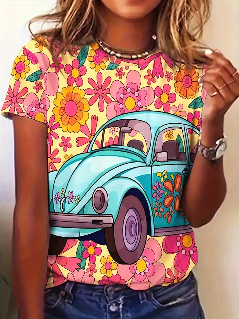 2026 Summer Round Neck Women's T-shirt Fashion 3D Hawaiian Parrot Bird Print Short Sleeve T-shirt Cartoon Casual Top