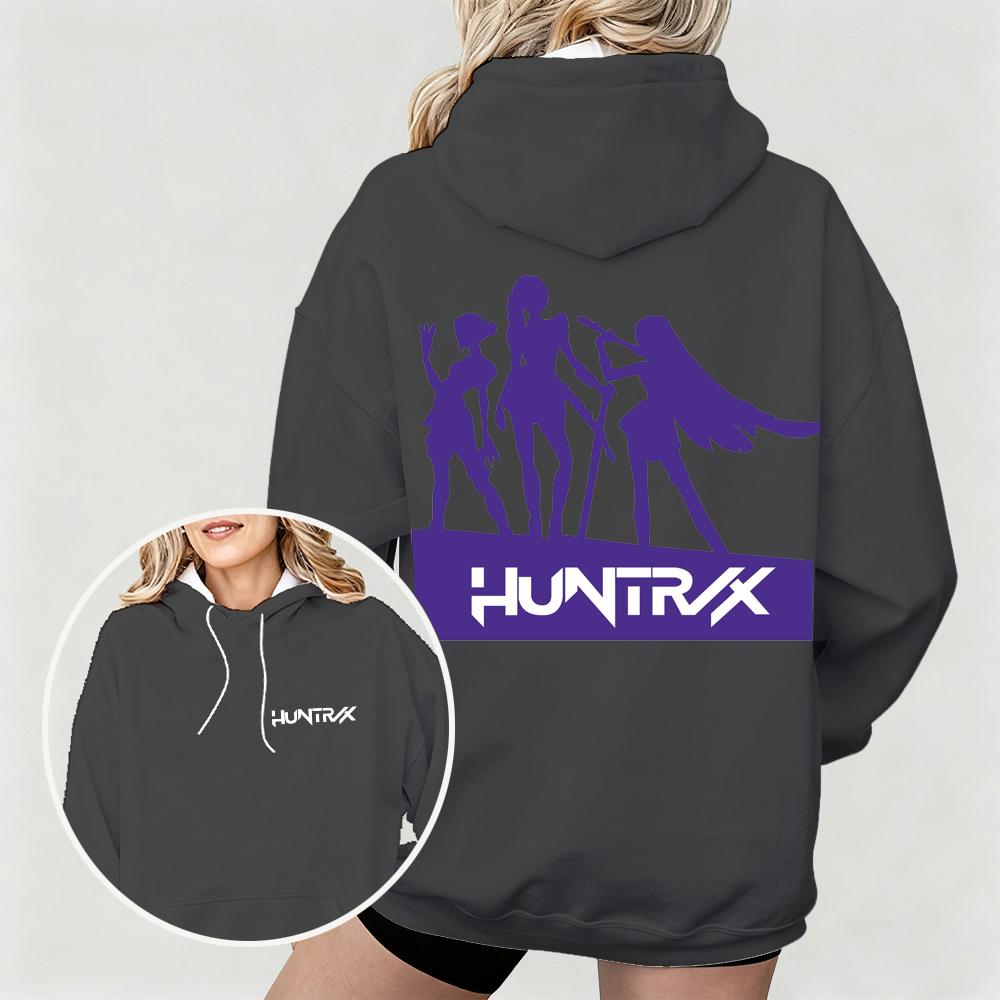 Women's KPop Demon Hunters Hoodie with HUNTRX Group Silhouette Prints Cozy for Autumn Winter Casual Outfits for Fan Collection