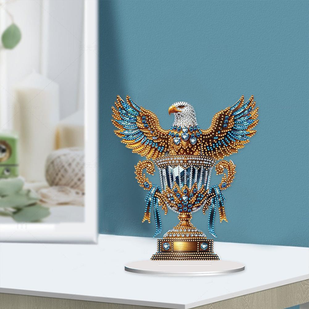 Acrylic Special Shape Eagle Trophy 5D DIY Diamond Art Tabletop Decorations Diamond Painting Desktop Decors for Adults Beginner