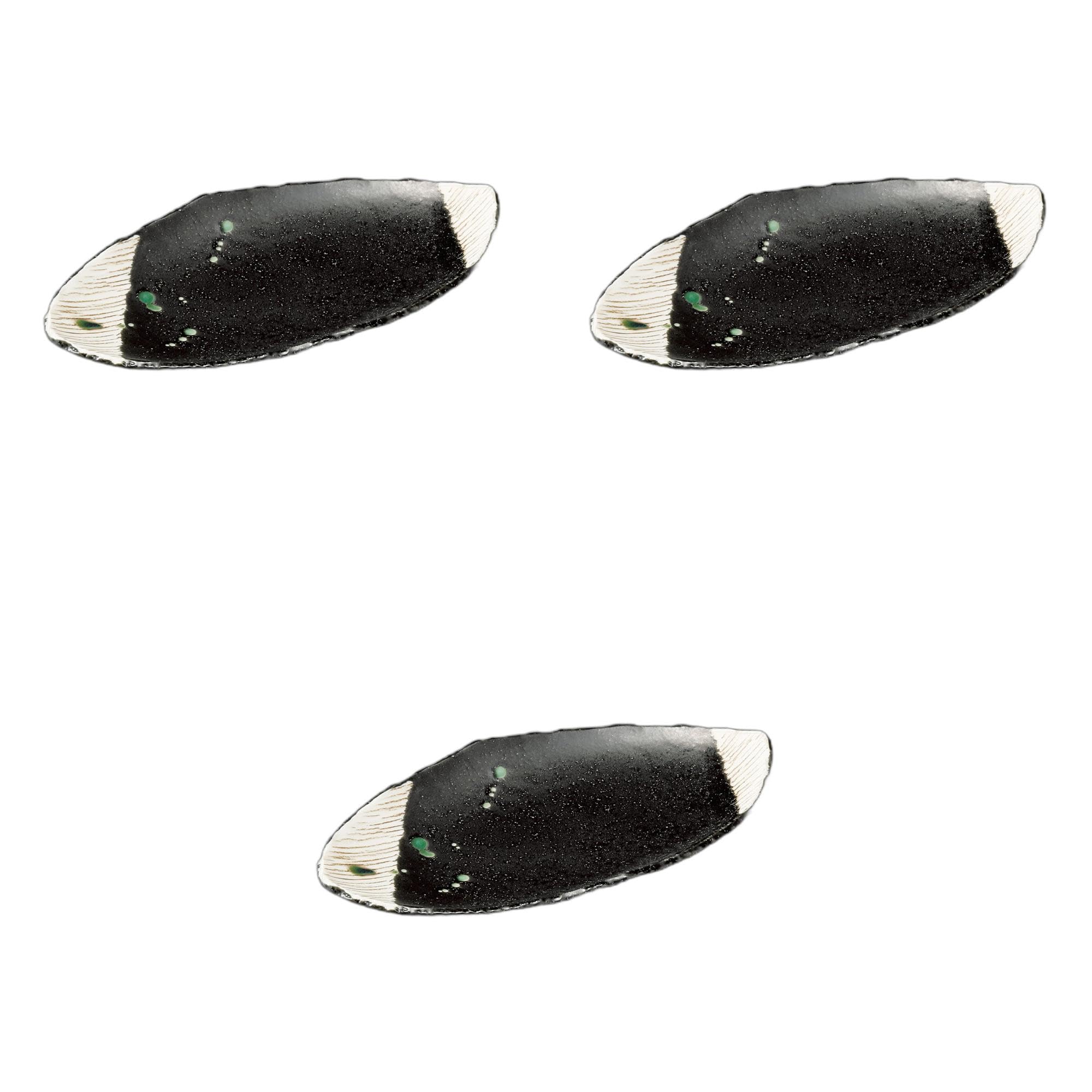 

Set of 3 Black Oribe Pottery Plates x 16 x Pottery Setomonohonpo [28.5 3.3 cm] Plates, Ceramic,