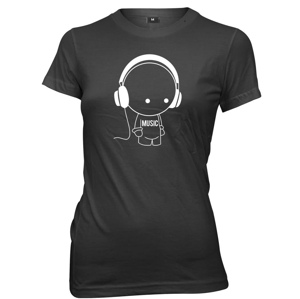Music Character With Headphones Womens Ladies Funny Slogan T-Shirt S