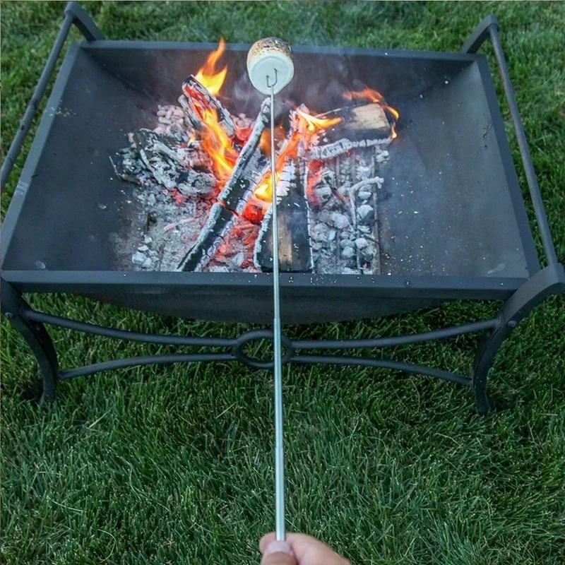 Kitchen Household Stainless Steel Grill Skewers Barbecue Hot Dog Fork Extension-type Roasting Tool Telescopic BBQ Fork Supplies