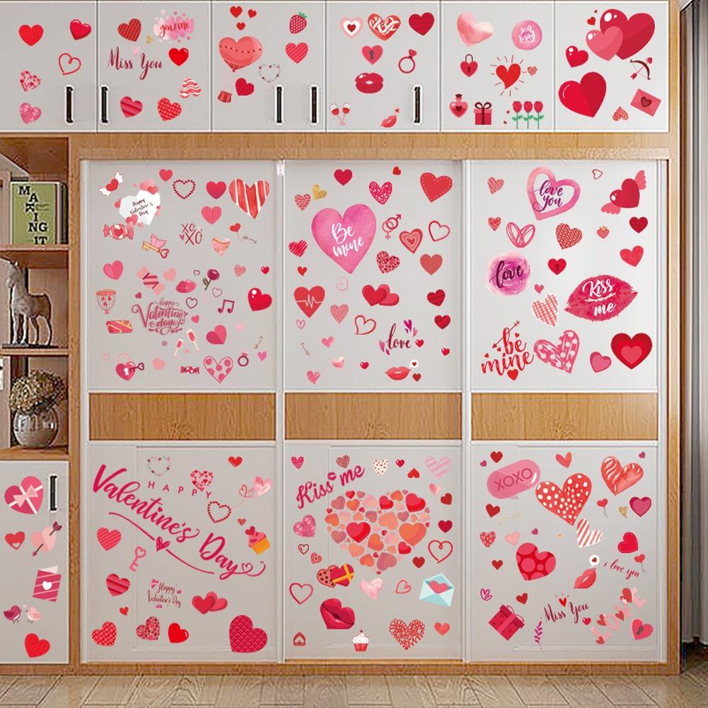 Indoor Glass Safe Heart Window Clings Valentine Stickers