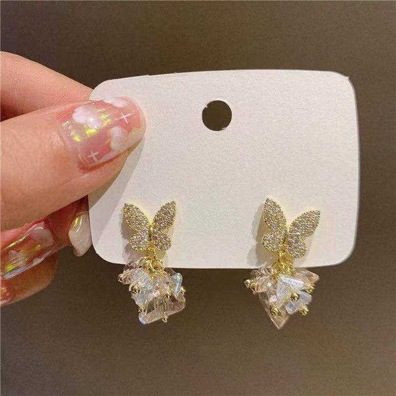 Korean New Light Luxury Zircon Fishtail Pearl Stud Earrings For Women Fashion Crystal Imitation Pearl Sweet Earring Girl Jewelry