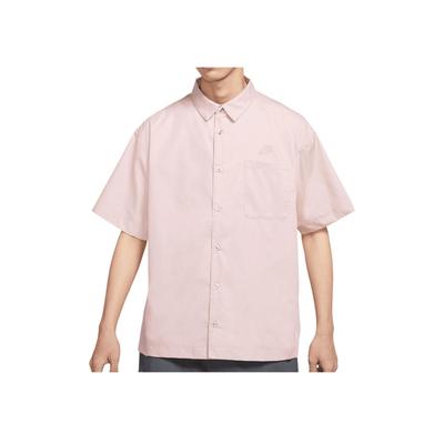 Solid Color Single-Breasted Casual Moisture-Wicking Short Sleeve Shirt Men Shirts Pink DM8686-222