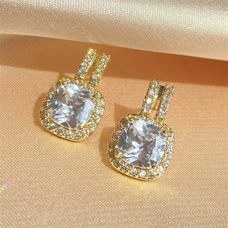 2024 New Luxury Princess Zinc Alloy Color Korean Earrings for Women Anniversary Gift Zircon Wholesale E6872