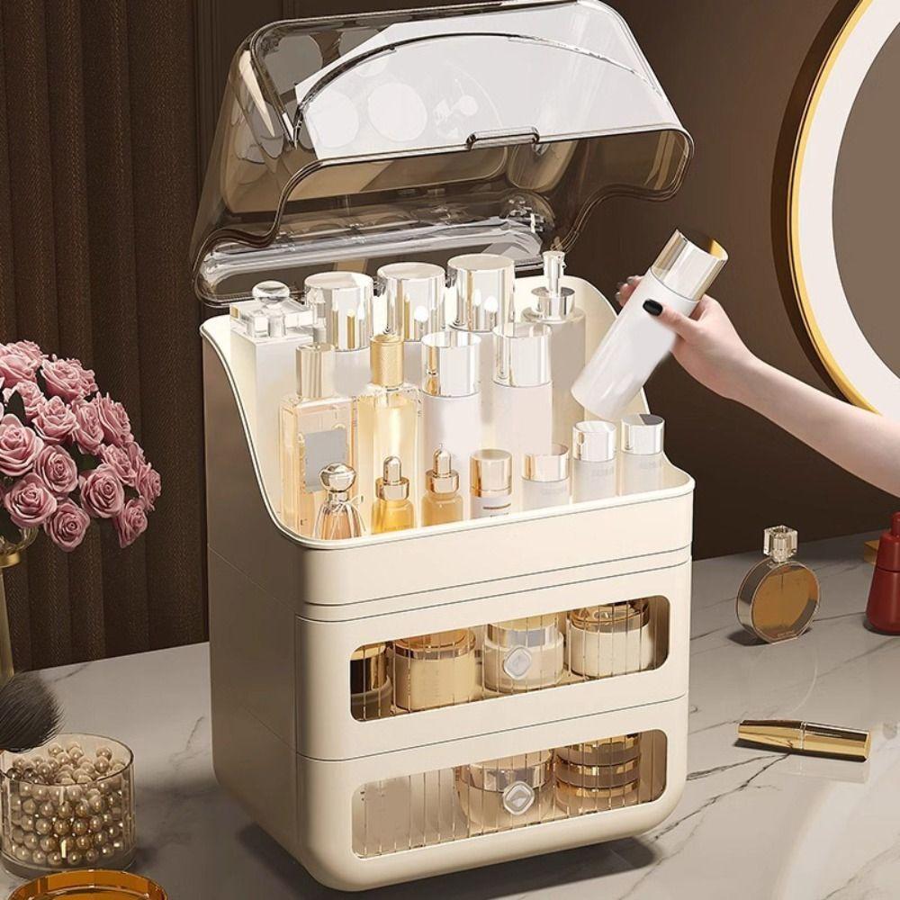 With Drawer Cosmetic Storage Box Dustproof Makeup Case New Cosmetic Shelf  Makeup Organize