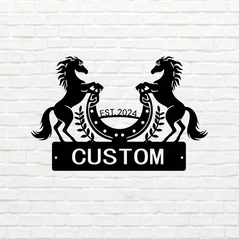 1pc Customizable Metal Horse Wall Decor Rustic Sign for Outdoor Patio Garden