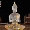 Gjennomsiktig sittende Buddha-statue Zen-gest Thai Buddha-harpiksfigur Skulptur Hjemmekontor Feng Shui dekorasjon Ornament