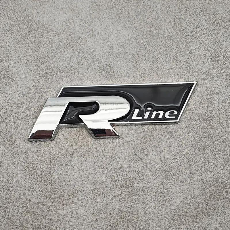 lmn1 ·3D Metal R Line R Logo Front Grill Emblem Car Rear Trunk Sticker For Volkswagen VW R Line Golf 4 5 6 7 Touran Polo Accessories