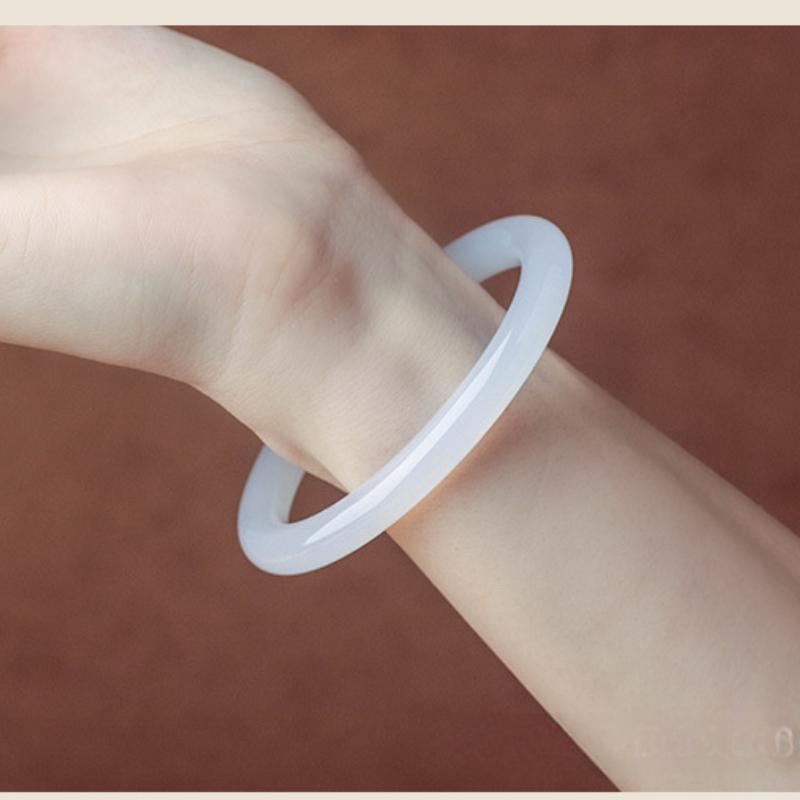 6MM Natural Icy Species Chalcedony Bracelet Fashionable Charm Agate Bangle Jade Bracelet Women's Gift