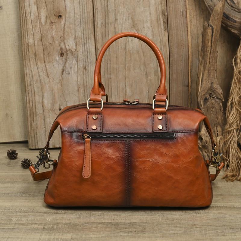 Johnature Damen Reißverschluss Handtasche Lässige Tragetasche Echtes Leder Große Kapazität Vielseitige Umhängetaschen