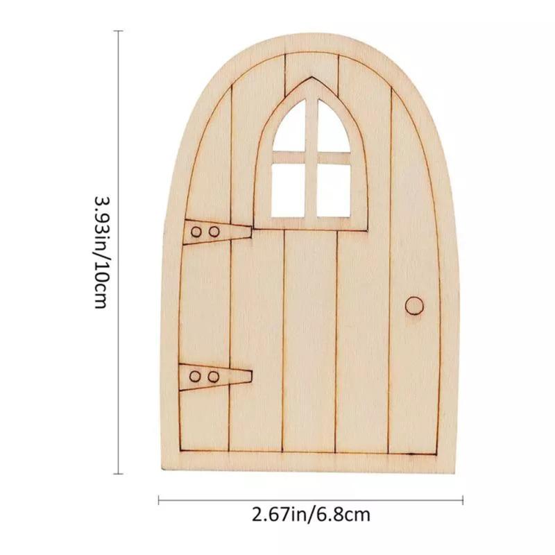 10 Stück Holz 2mm Dicke Feentür Ornament Kreatives Unbemaltes Mini Elfen Tür Modell Garten