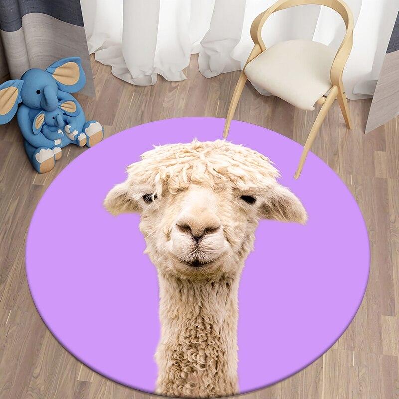 Alpaca Ronde Tapijt Kinderen Tapijt Tapijt Voor Woonkamer Animal Karpetten Tapijt In De Kinderkamer