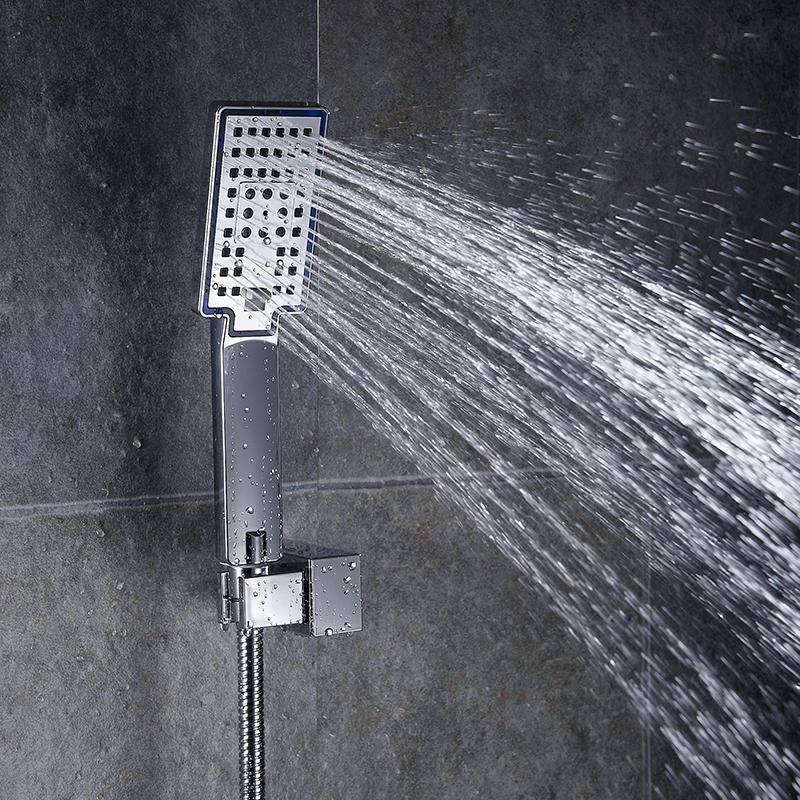 Shower Heads ABS Plastic Wall Mounted Rainfall Top Shower Head Handheld Ultra-thin Square Rain Shower Faucet Without Arm FS236