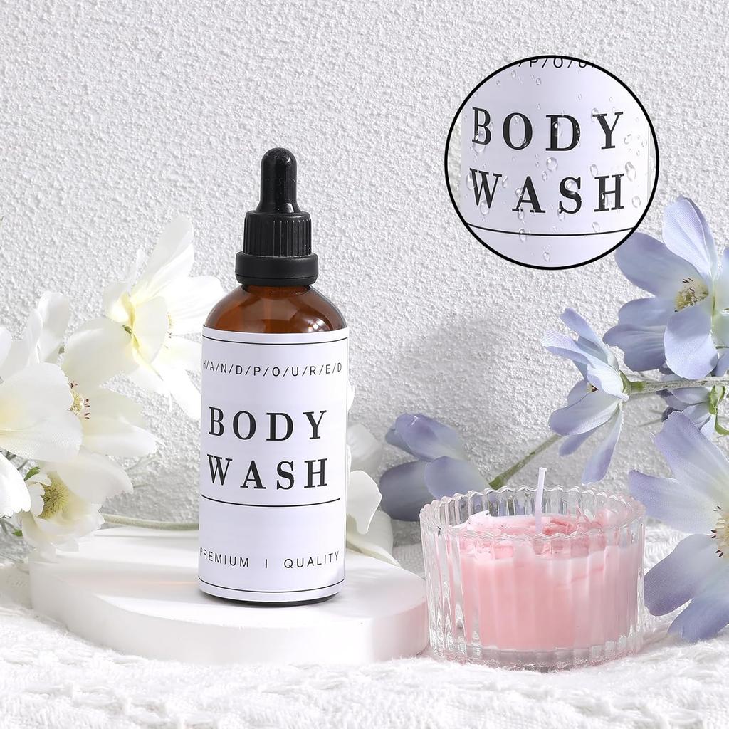 24 Pcs Waterproof Soap Labels Lotion Labels Reble Kitchen Hand Soap Dispenser Label Stickers Bathroom Labels Stickers for Shampoo and Conditioner