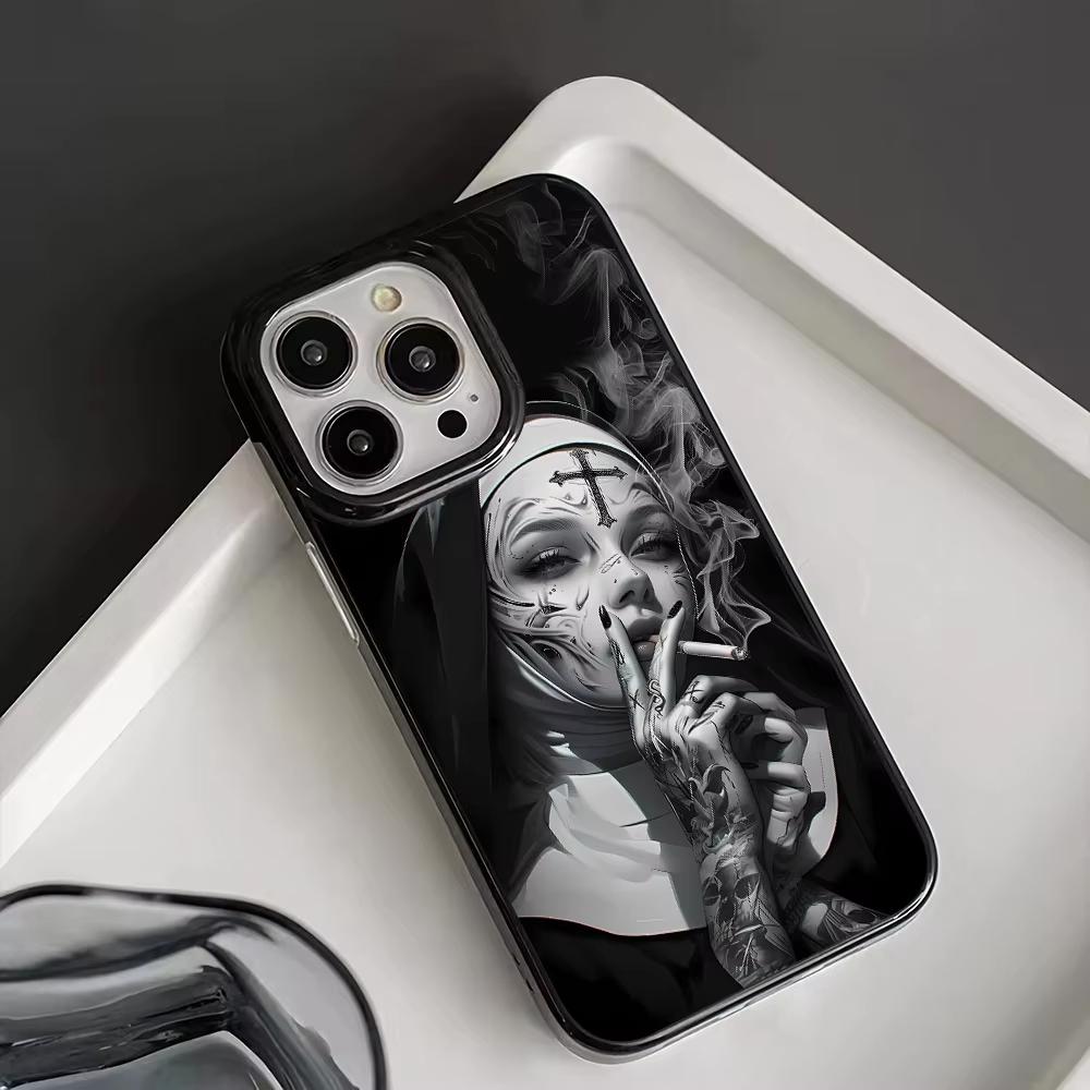 Fashion Smoking Nun Phone Case For iPhone 17 Air 16 15 14 13 12 11 Pro Max Plus Mini SE2020 2022 Anti-Fingerprint Sturdy Cover
