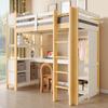 Loft Bed, 90x200 Cm, Shelves, Several Storage Compartments, Desk, Wardrobe, Without Mattress, Natural