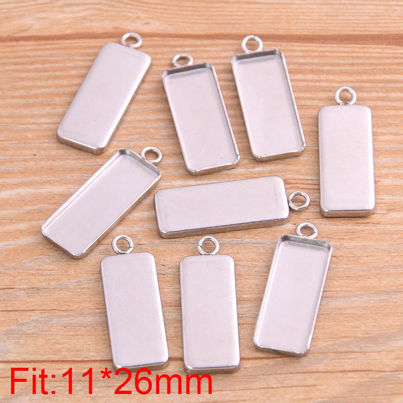 10-30mm Stainless Steel Round/Rectangular Gem Base Tray Pendant Connector