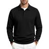 Men's Business Casual Knit Pullover Sweatshirt with Lapel Collar Long Sleeve