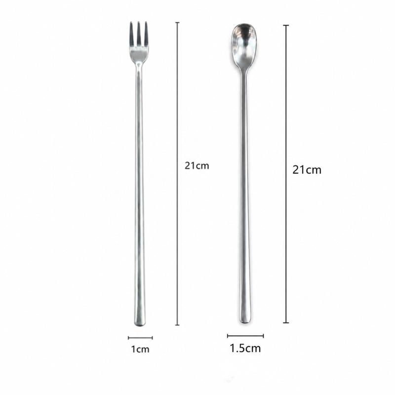 Long Handle Coffee Spoons Stirring Spoon Fruit Fork Stainless Steel Spoons Ice Cream Spoons Stir Bar Spoon Cocktail Spoon