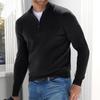 Pulover pentru bărbați, toamnă, iarnă, guler în picioare, decolteu în V, culoare solidă, slim fit, elastic, mânecă lungă, cu fermoar moale, gât, pulover pentru bărbați