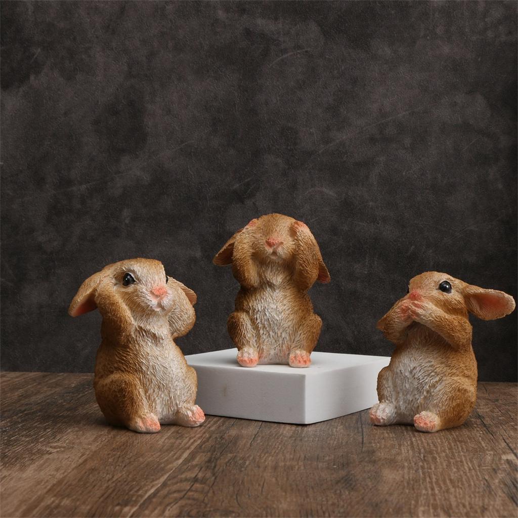 Three Animals, No Small Rabbits, Resin Handicrafts, Decorative Ornaments For Gardens, Flower Pots, Gardens, And Courtyards 3PC