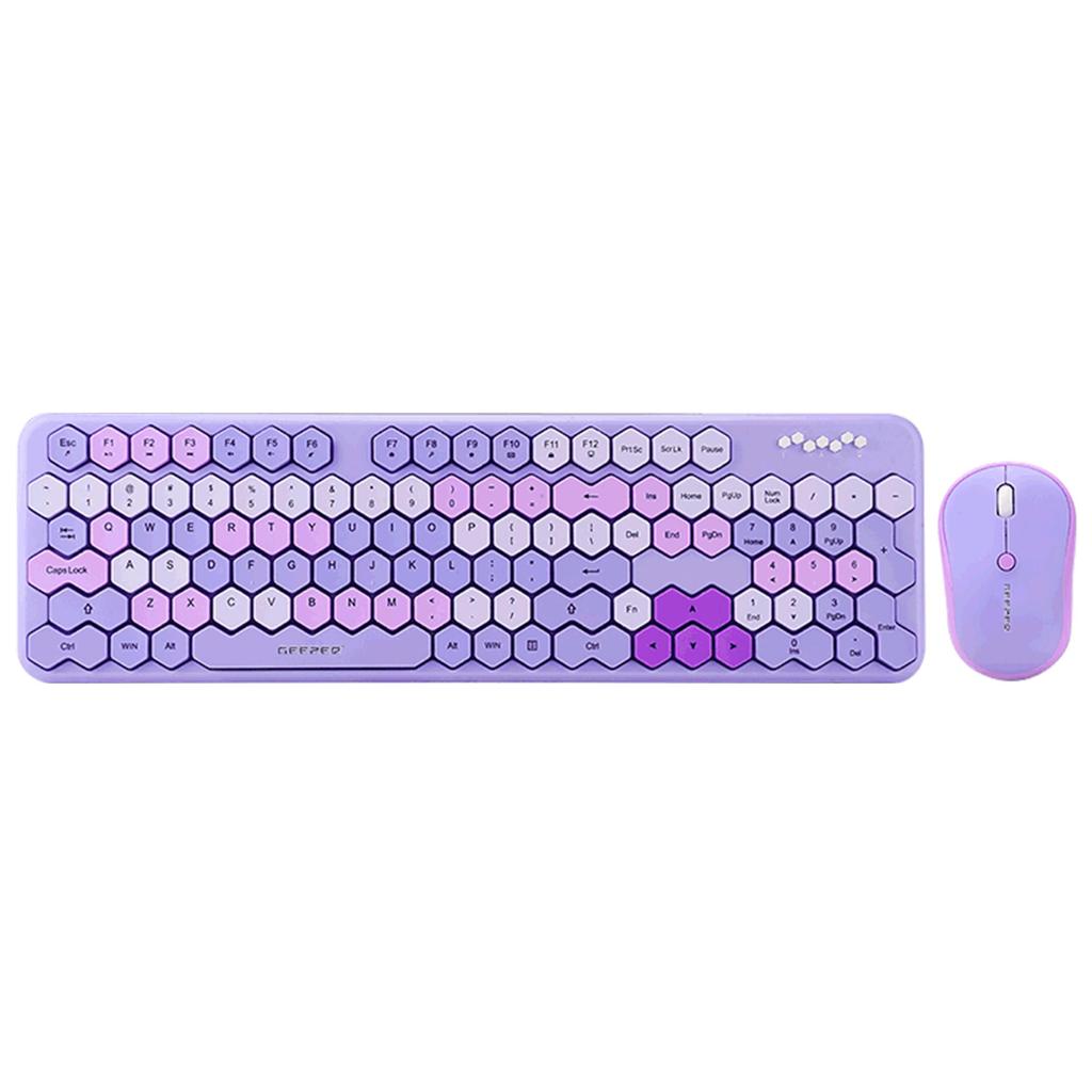 Ergonomická 2.4G Bezdrátová Tichá Klávesnice Myš Combo 105 Kláves Voštinové Krytky Kláves Bezdrátová Sada Klávesnice a Myši pro Stolní Počítač/Laptop