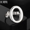 925 Sterling Silver Round O-shaped Adjustable Size Ring Charm Wedding Jewelry
