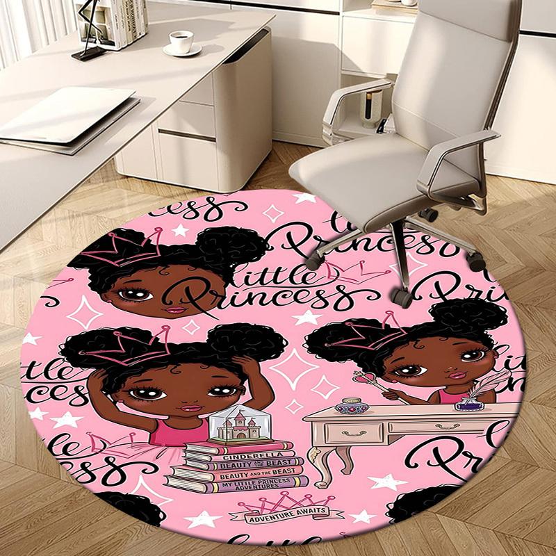 1PC Princess Little Non-Slip Floor Round carpet, Office, family, bedroom, Large Area Rug Indoor Rugs, Durable PolyesterH0342