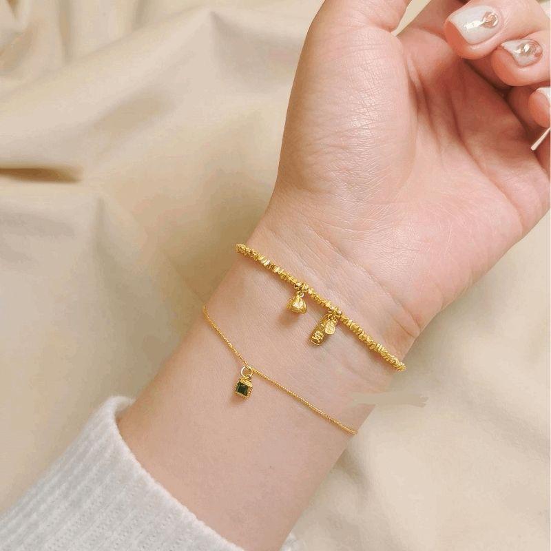 Same Style Broken Silver Bracelet with Several Pairs, New Wushi Brand Fupai Trendy 24K Gold-plated Bracelet DIY Bracelet