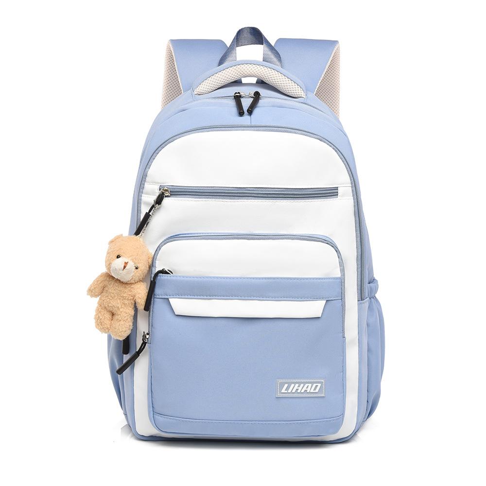 Schoolbag Large Capacity Junior and High School Student Schoolbag Multi-compartment Light and Simple Backpack Premium Sense Solid Color Casual