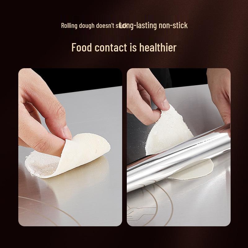 Antibacterial Stainless Steel Double-Sided Cutting Board for Chopping, Rolling Dough, Pastry, and Fruit