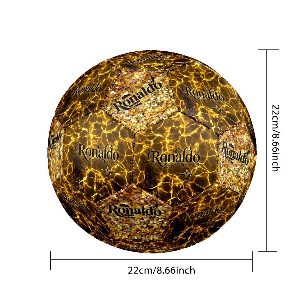 Ronaldo's Golden Water Dance Size 5 Football Machine-Stitched Indoor/Outdoor Training and Matches Sports Enthusiast Gifts Distinctive Home Decor And P