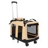 Rolling Pet Box with Telescopic Handle, Foldable Pet Travel Cart with Wheels, Breathable Mesh Dog and Cat Bag Trolley