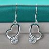 Sterling Silver Plated Heart Zirconia Earrings Eardrop For Women Charm Wedding Engagement Fashion Jewelry