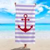 1pc Ultra-fine Fiber Colored Striped Boat Anchor Printed Beach Towel Suitable for Camping, Beach, Swimming Essential Beach Towel