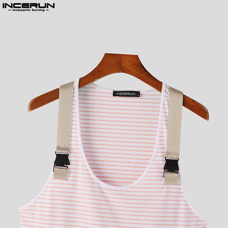 INCERUN Männer Gestreifte Ärmellose Tops Casual Sommer Strap Tanks Weste