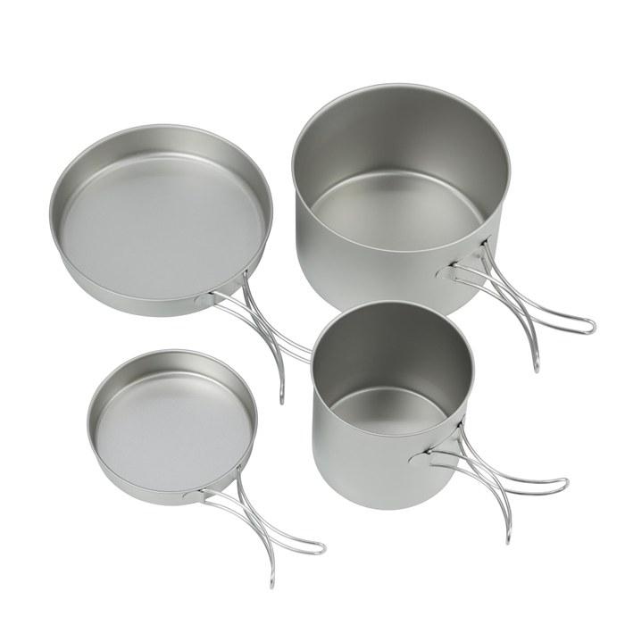 Belmont BM-094 Titanium Cookware 4-Piece Set (with Case) Made In Tsubame-Sanjo, Silver