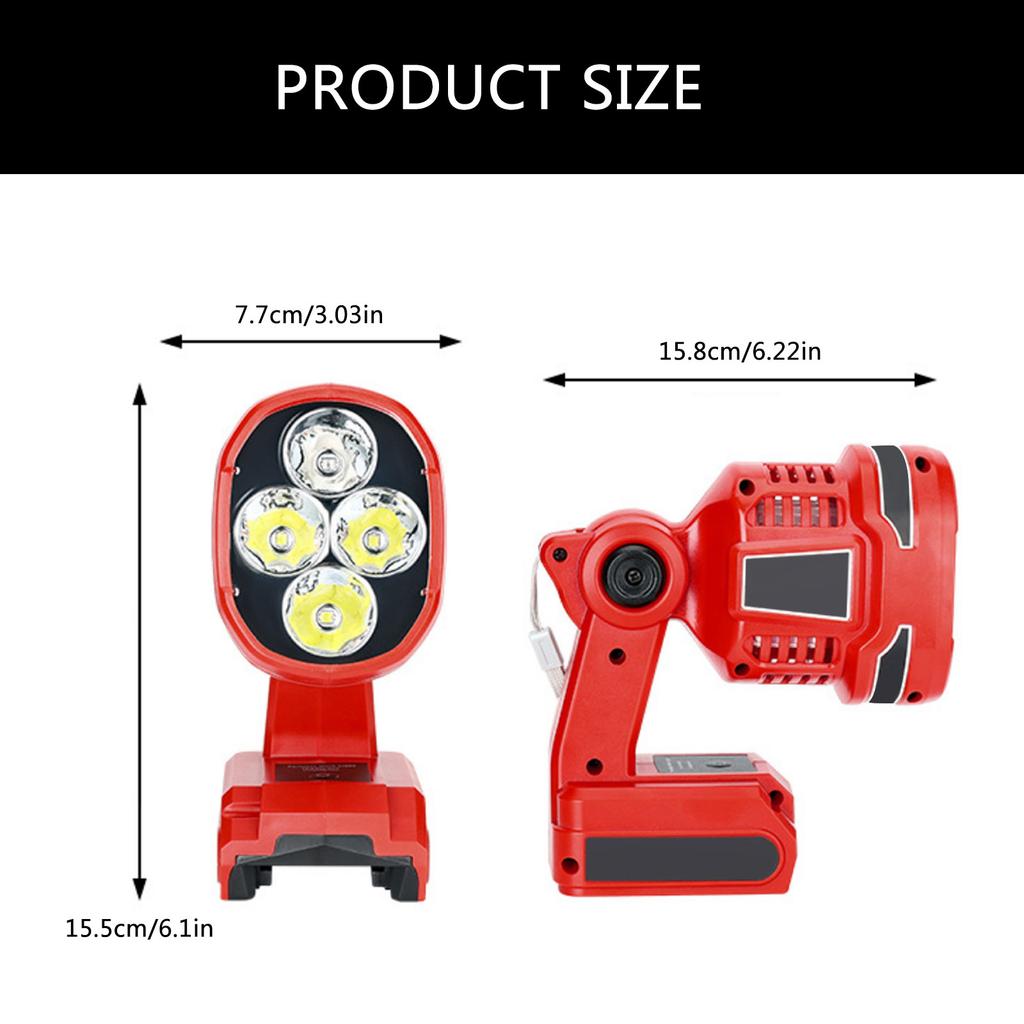 12W Kabellose LED-Arbeitsleuchte Taschenlampe Scheinwerfer Für 18V-20V Batterie Campinglampe Kabellose LED-Arbeitsleuchte Outdoor