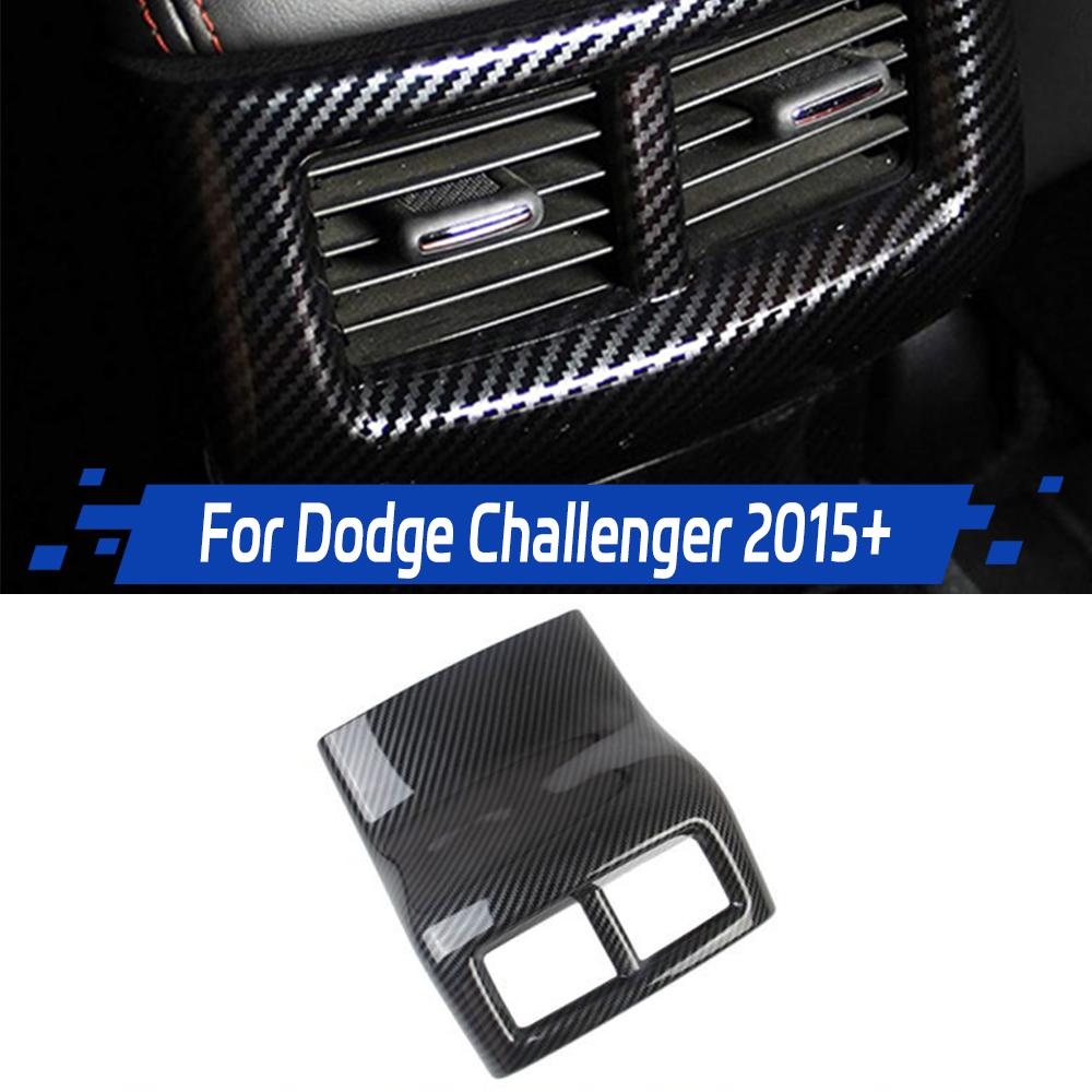 Carbon Fiber Look Armrest Box Rear Air Conditioning AC Vent Air Outlet Cover Trim Accessories for Dodge Challenger 2015+ QA1