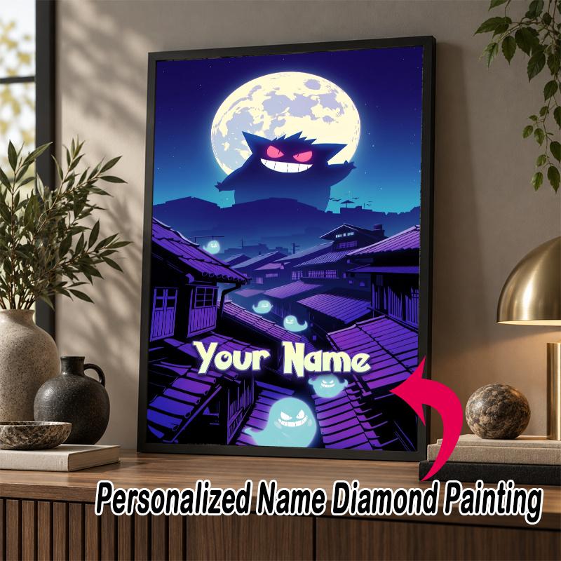 Personalized Gengar Diamond Art Custom Name 5D Diamond Painting Full Drill DIY Craft